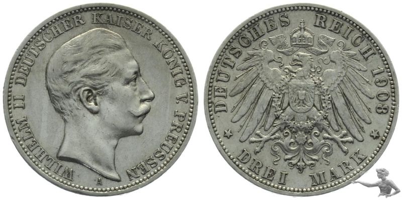 Preussen 3 Mark 1908 A